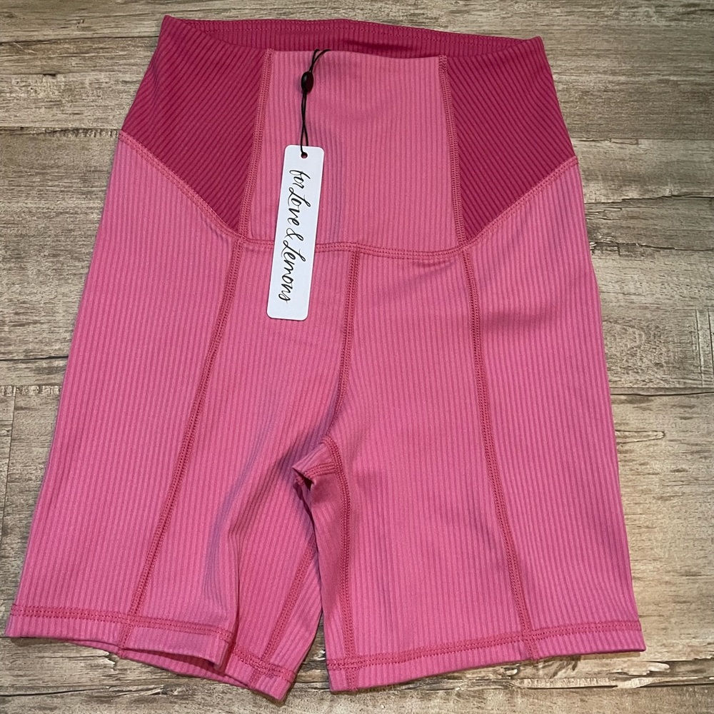 NWT For Love and Lemons Dani Biker Shorts in PINK!!